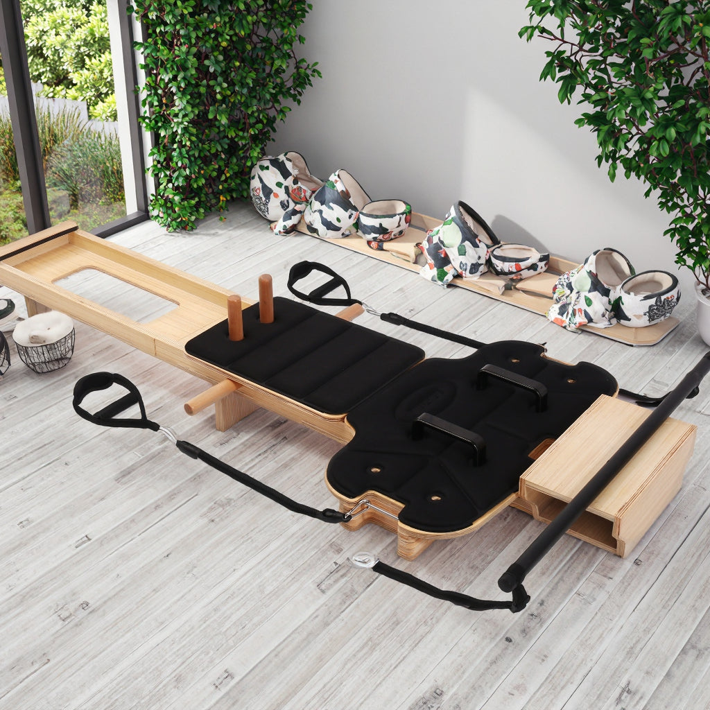 Folding Oak Wood Eco-Friendly Portable Adjustable Pilates Reformer